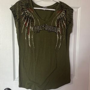 Harley Davidson V neck T size L